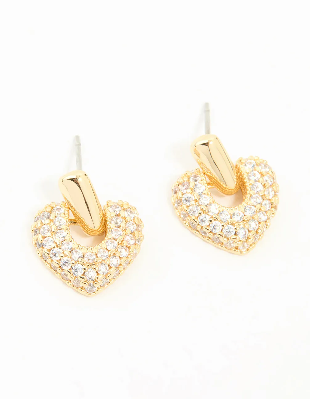Gold Plated Cubic Zirconia Heart Drop Earrings sold by lovisa