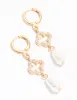 Gold Diamante Pearl Floral Huggie Earrings sold by lovisa