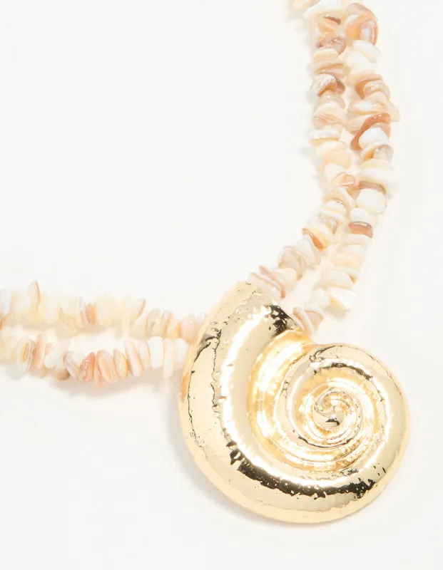 Gold Genuine Shell Pendant Necklace sold by lovisa