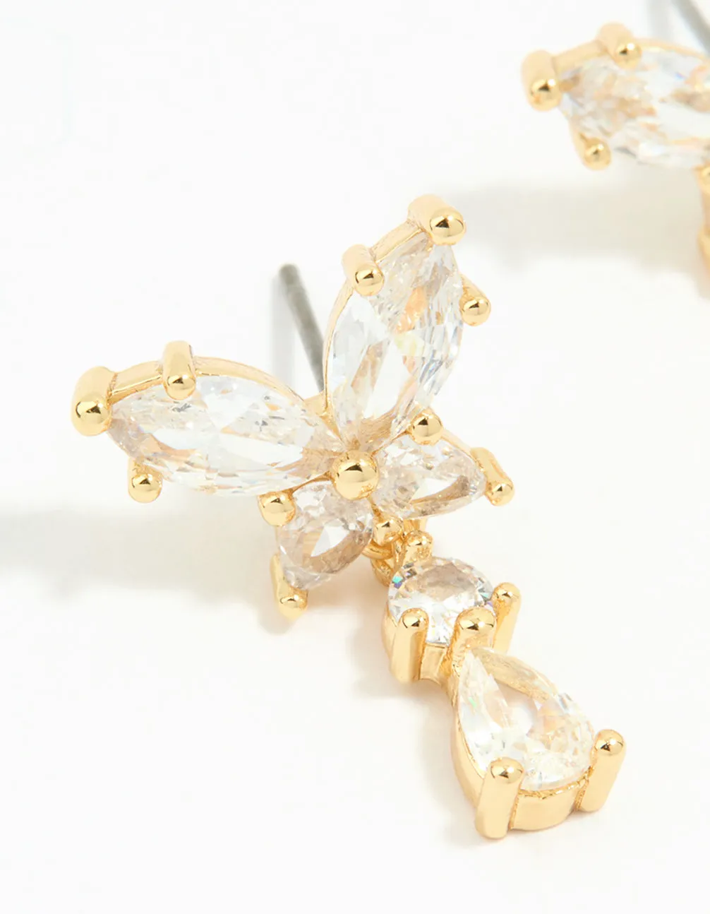 Gold Plated Cubic Zirconia Butterfly Teardrop Earrings sold by lovisa product image thumbnail 2