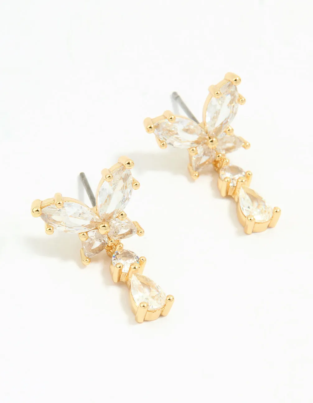 Gold Plated Cubic Zirconia Butterfly Teardrop Earrings sold by lovisa