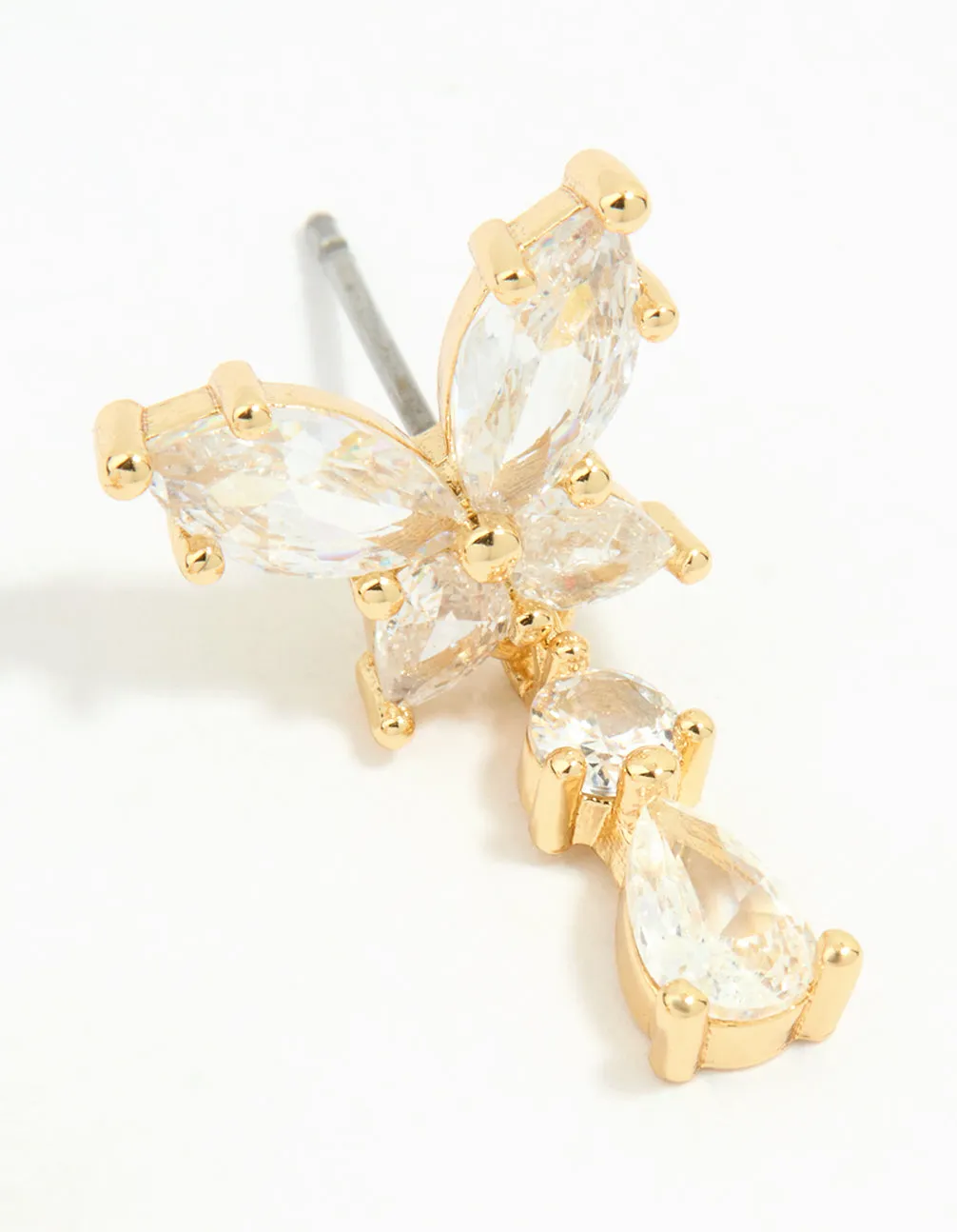 Gold Plated Cubic Zirconia Butterfly Teardrop Earrings sold by lovisa product image thumbnail 3