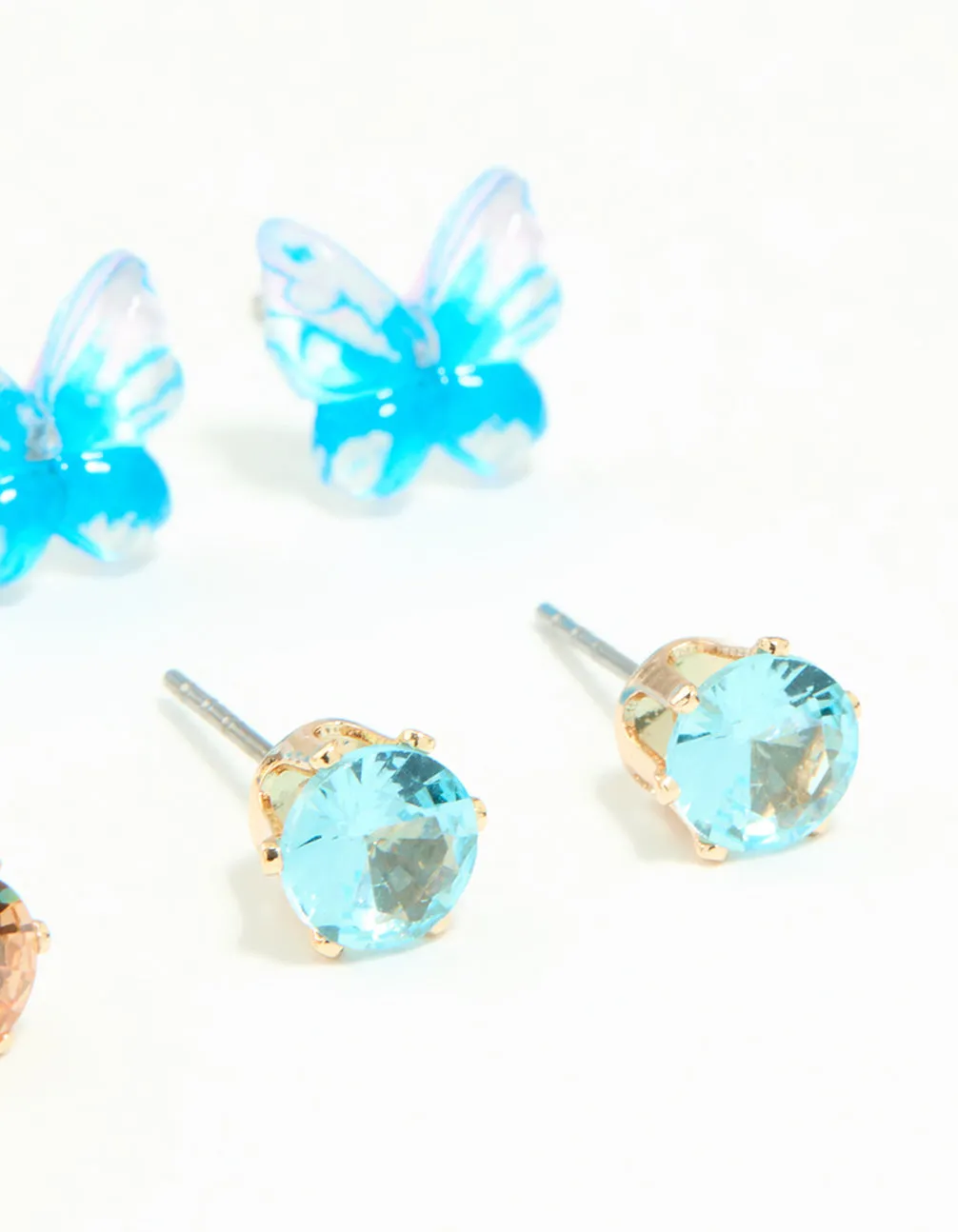 Gold Diamante & Butterfly Stud Earrings 8-Pack sold by lovisa product image thumbnail 3