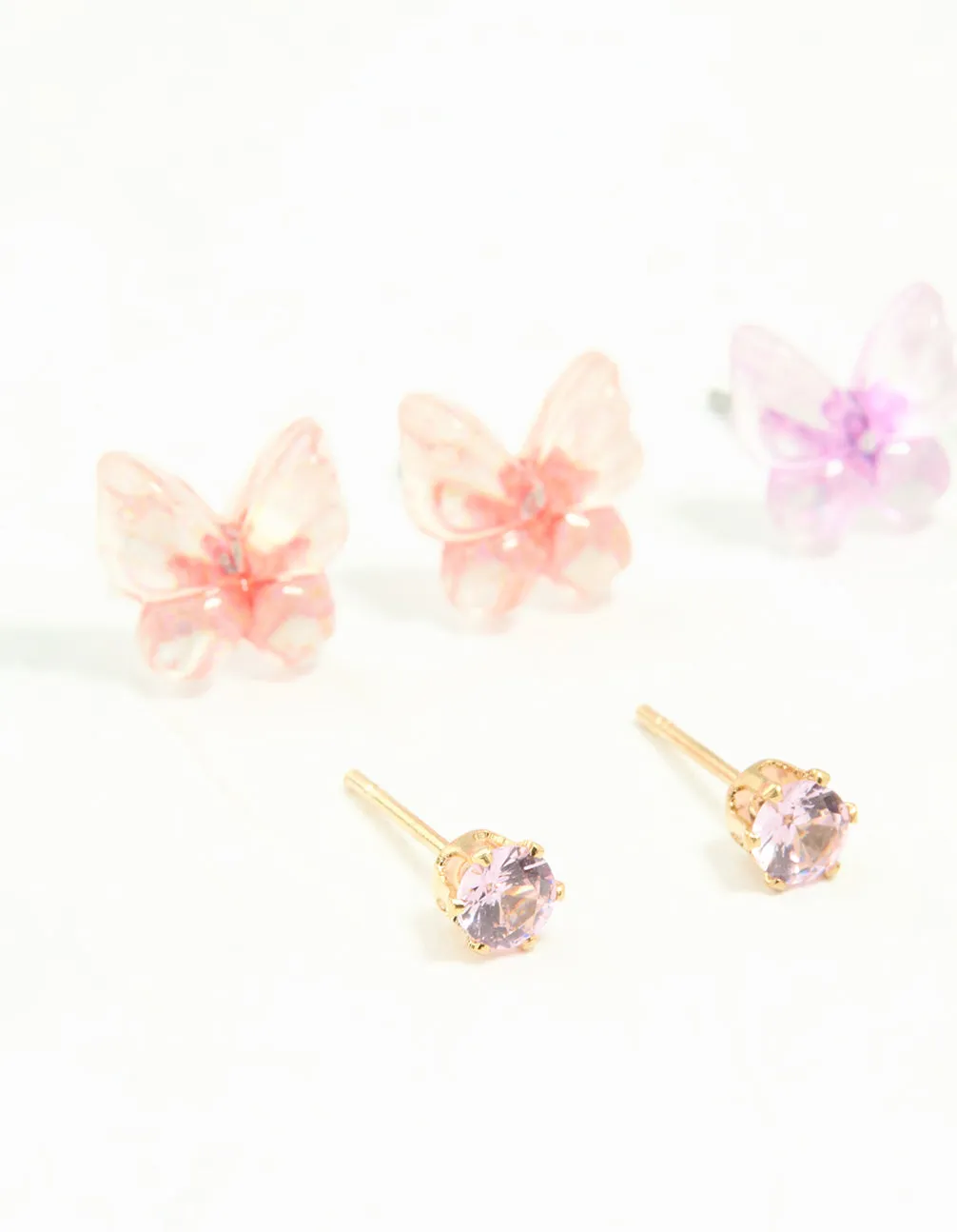 Gold Diamante & Butterfly Stud Earrings 8-Pack sold by lovisa product image thumbnail 2