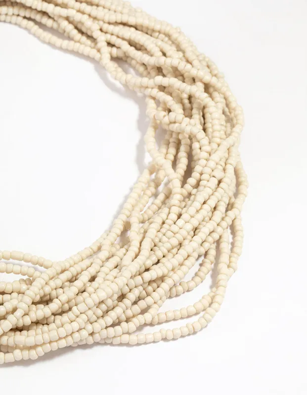 Cream Bead Layered Necklace sold by lovisa