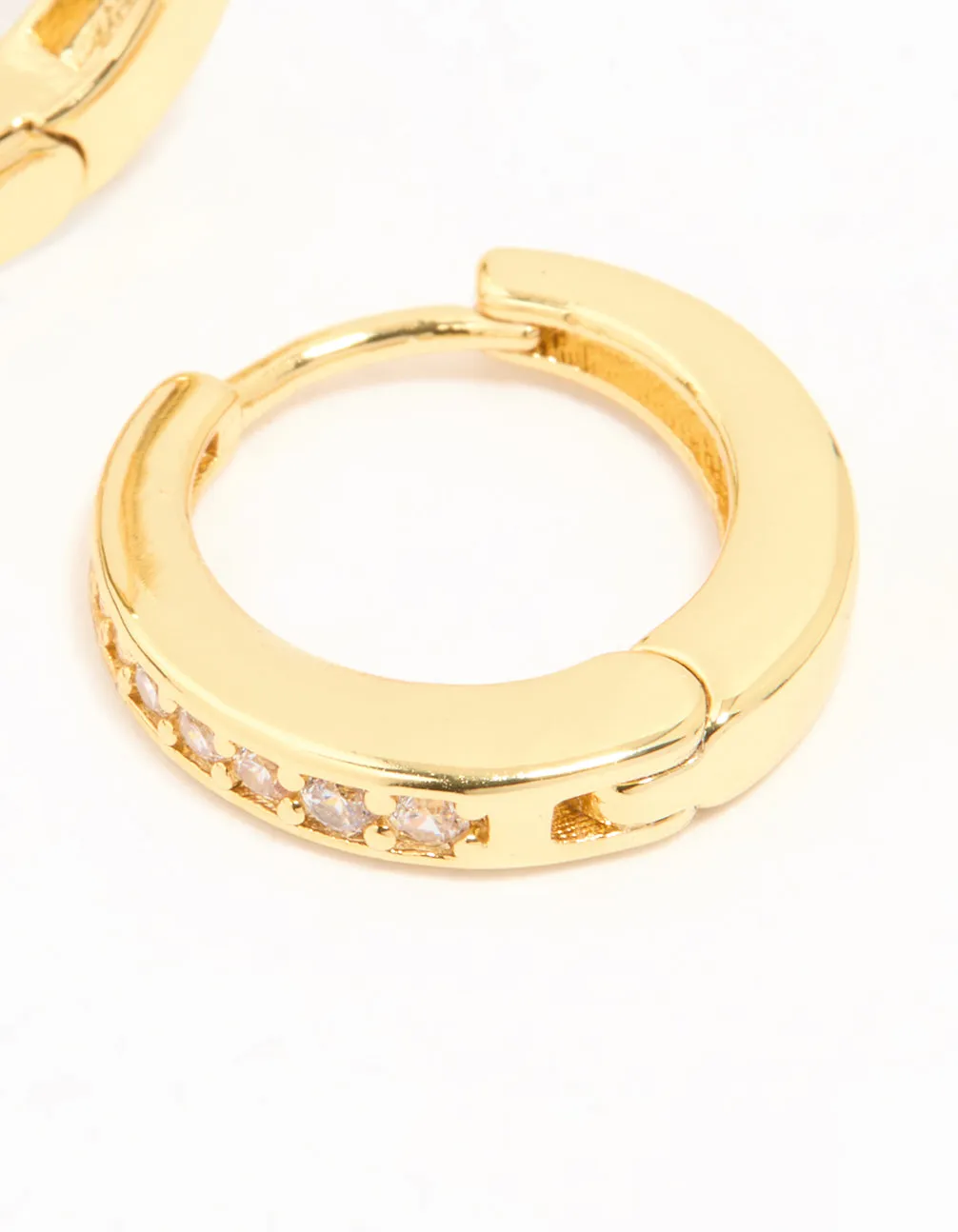Gold Plated Cubic Zirconia Graduated Huggie Hoop Earrings sold by lovisa product image thumbnail 5