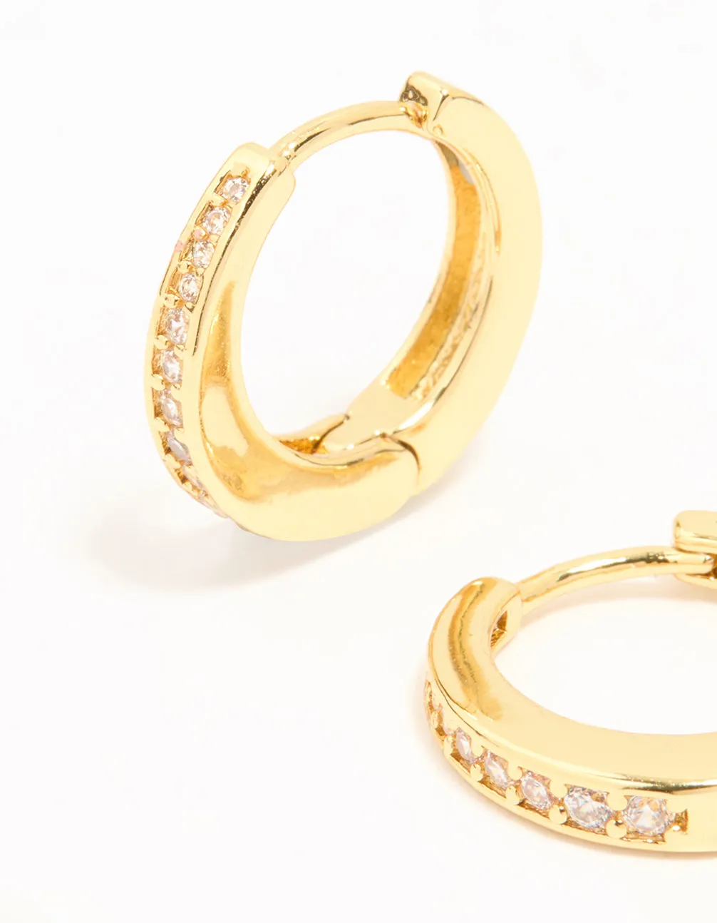 Gold Plated Cubic Zirconia Graduated Huggie Hoop Earrings sold by lovisa product image thumbnail 4