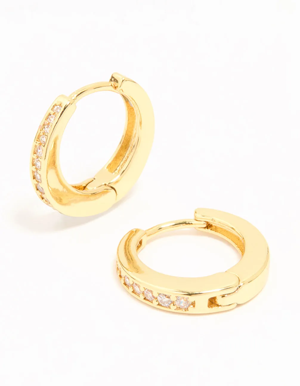 Gold Plated Cubic Zirconia Graduated Huggie Hoop Earrings sold by lovisa