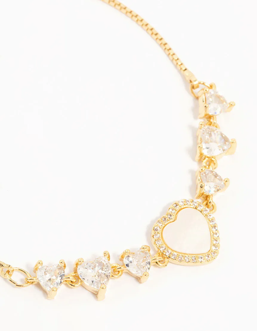 Gold Plated Mother Of Pearl & Mini Heart Toggle Bracelet sold by lovisa product image thumbnail 2