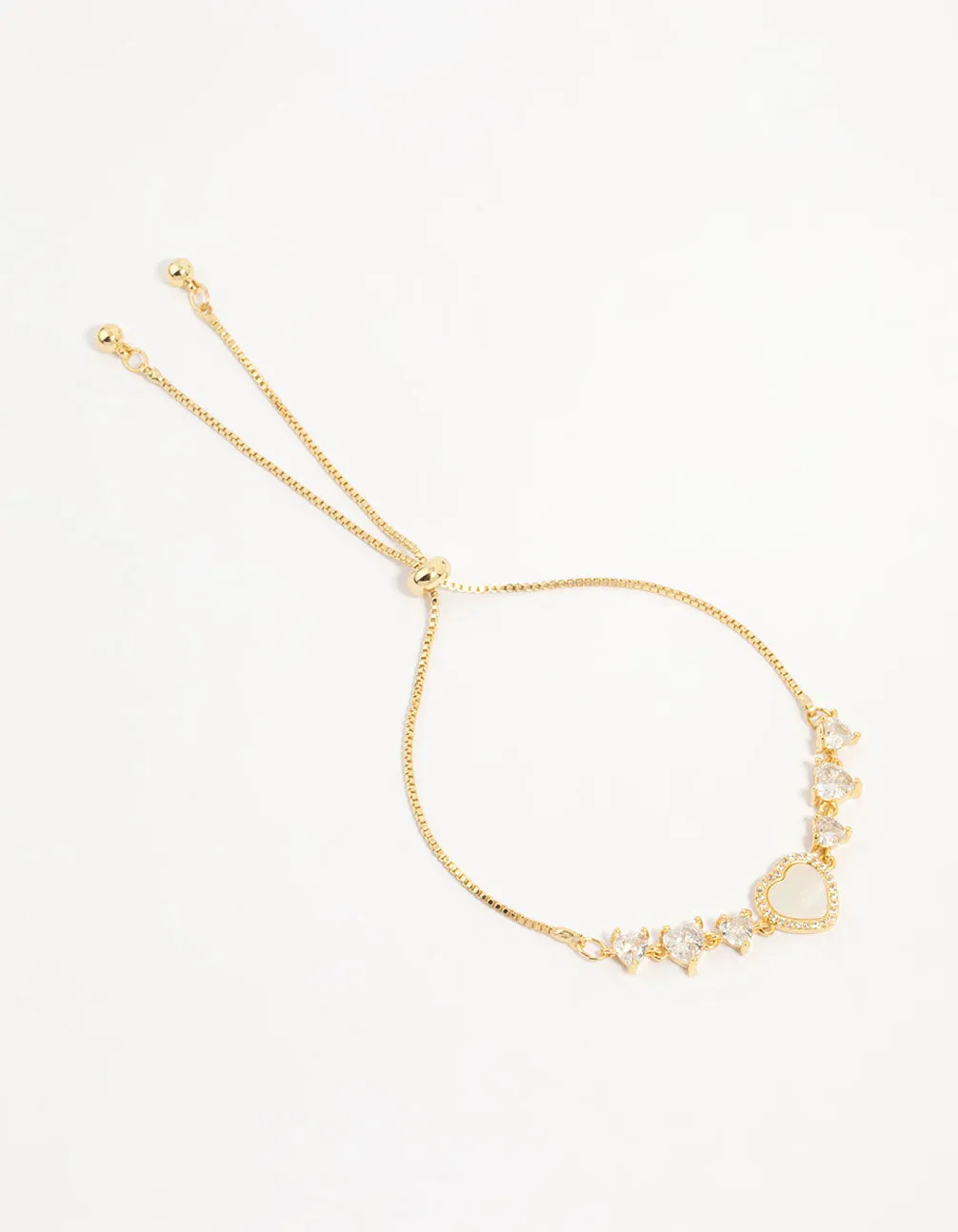 Gold Plated Mother Of Pearl & Mini Heart Toggle Bracelet sold by lovisa