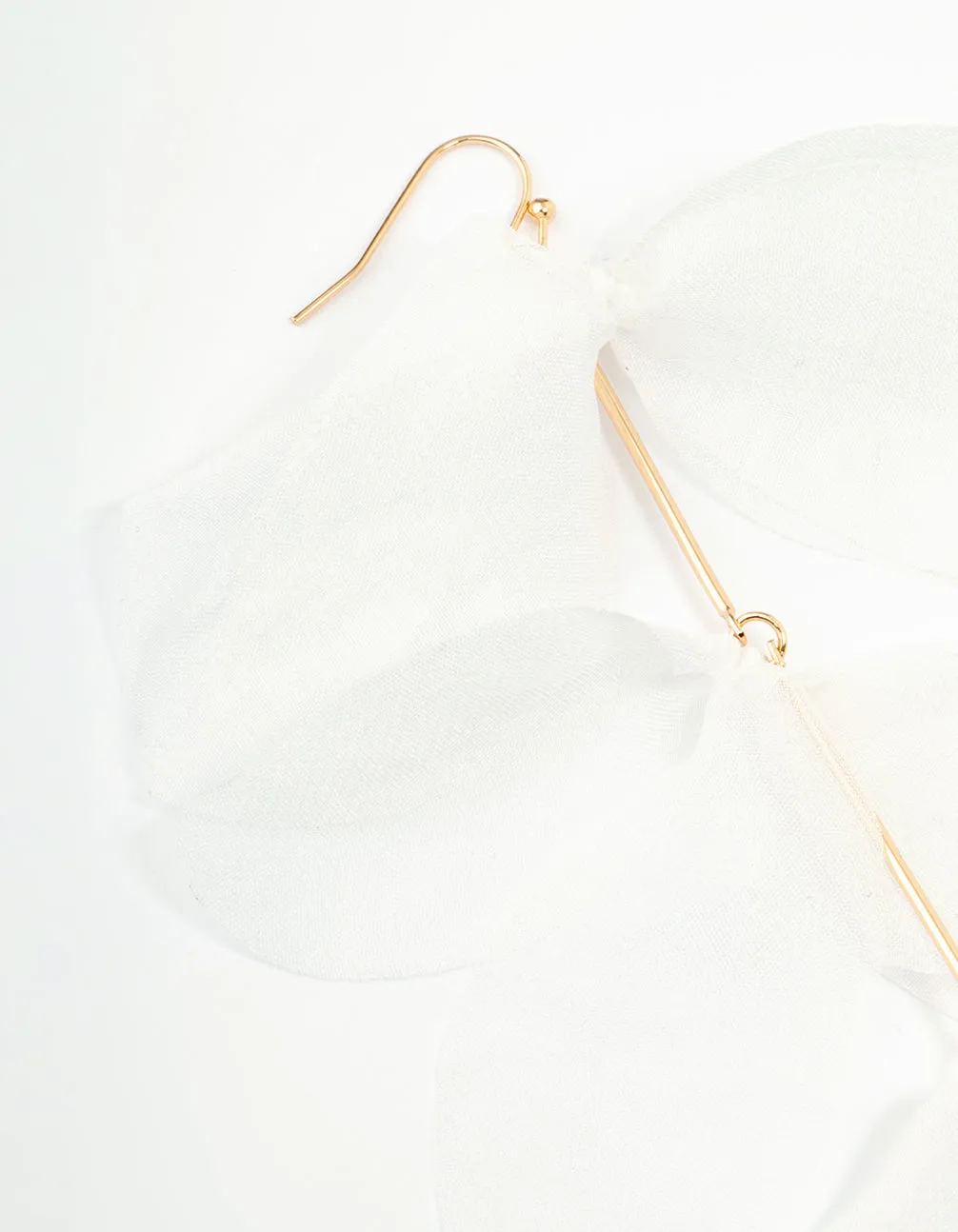 White Chiffon Fabric Petals Drop Earrings sold by lovisa