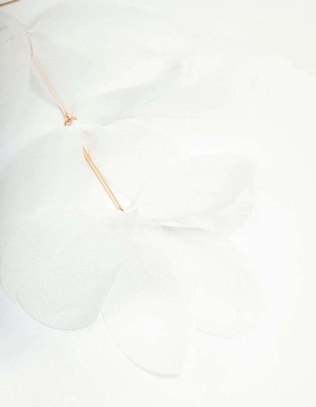 White Chiffon Fabric Petals Drop Earrings sold by lovisa product image thumbnail 4
