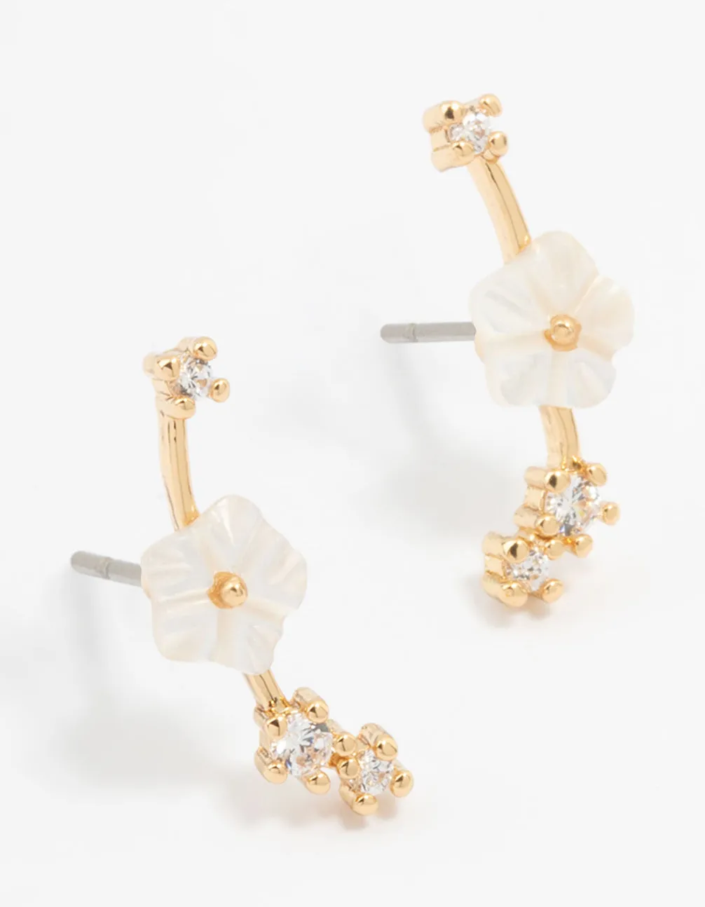 Gold Plated Flower Crawler Earrings sold by lovisa
