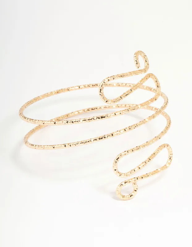 Gold Molten Twisted Arm Cuff sold by lovisa