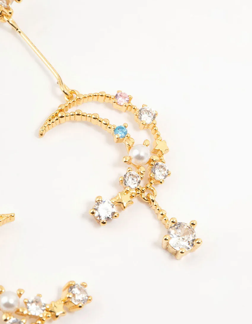 Gold Plated Cubic Zirconia Moon Drop Earrings sold by lovisa product image thumbnail 5