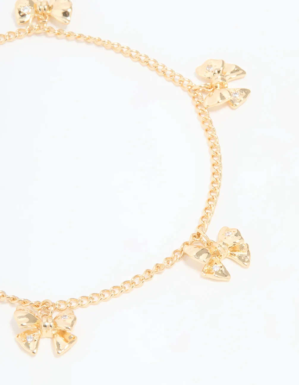 Gold Plated Diamante Mini Bow Charm Bracelet sold by lovisa product image thumbnail 2