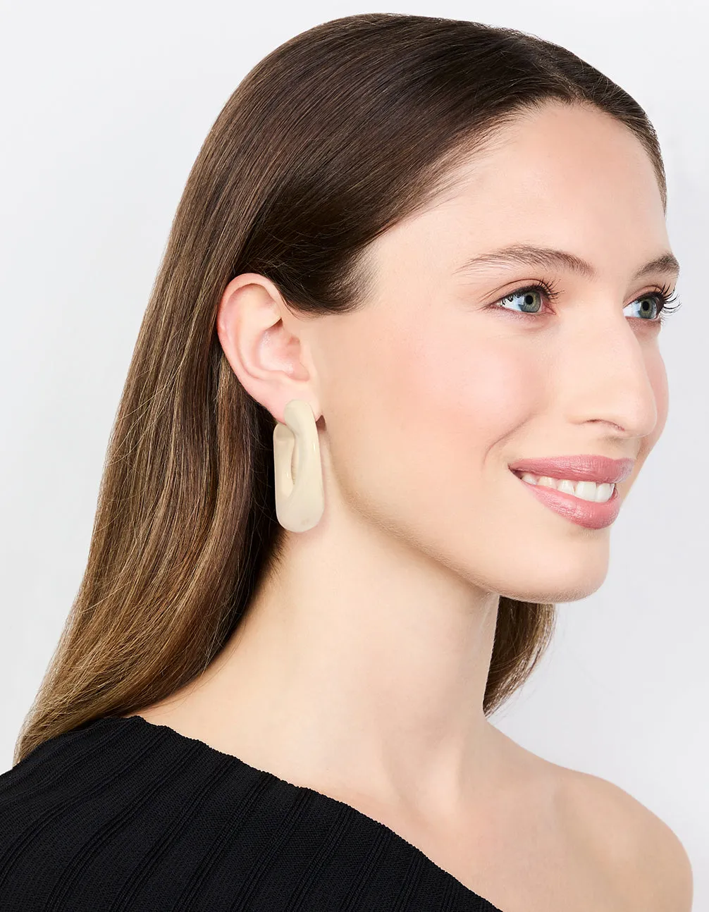 Cream Acrylic Organic Medium Hoop Earrings sold by lovisa product image thumbnail 3