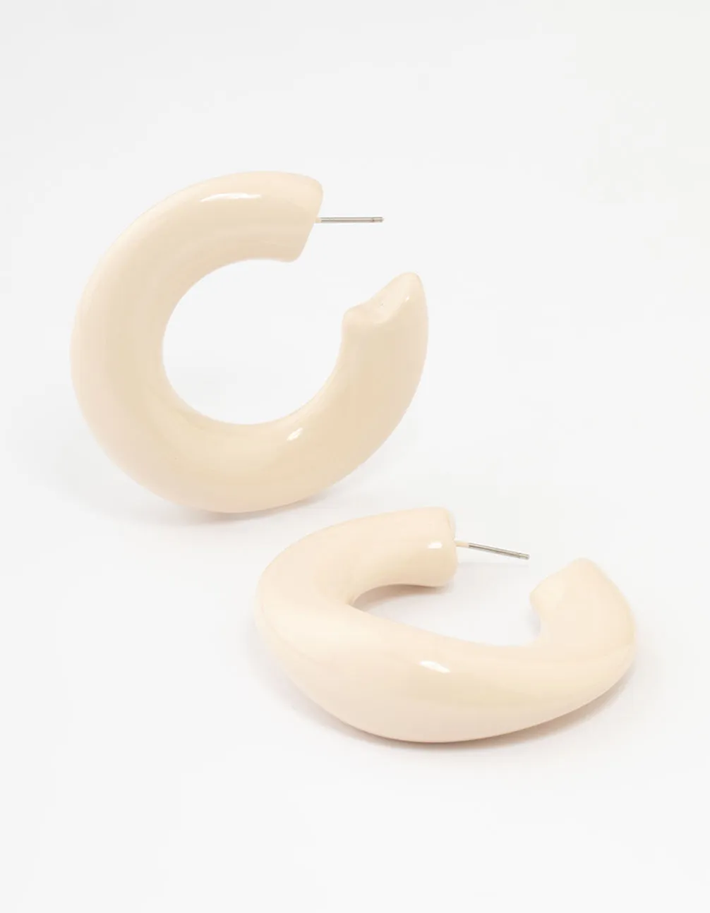 Cream Acrylic Organic Medium Hoop Earrings sold by lovisa