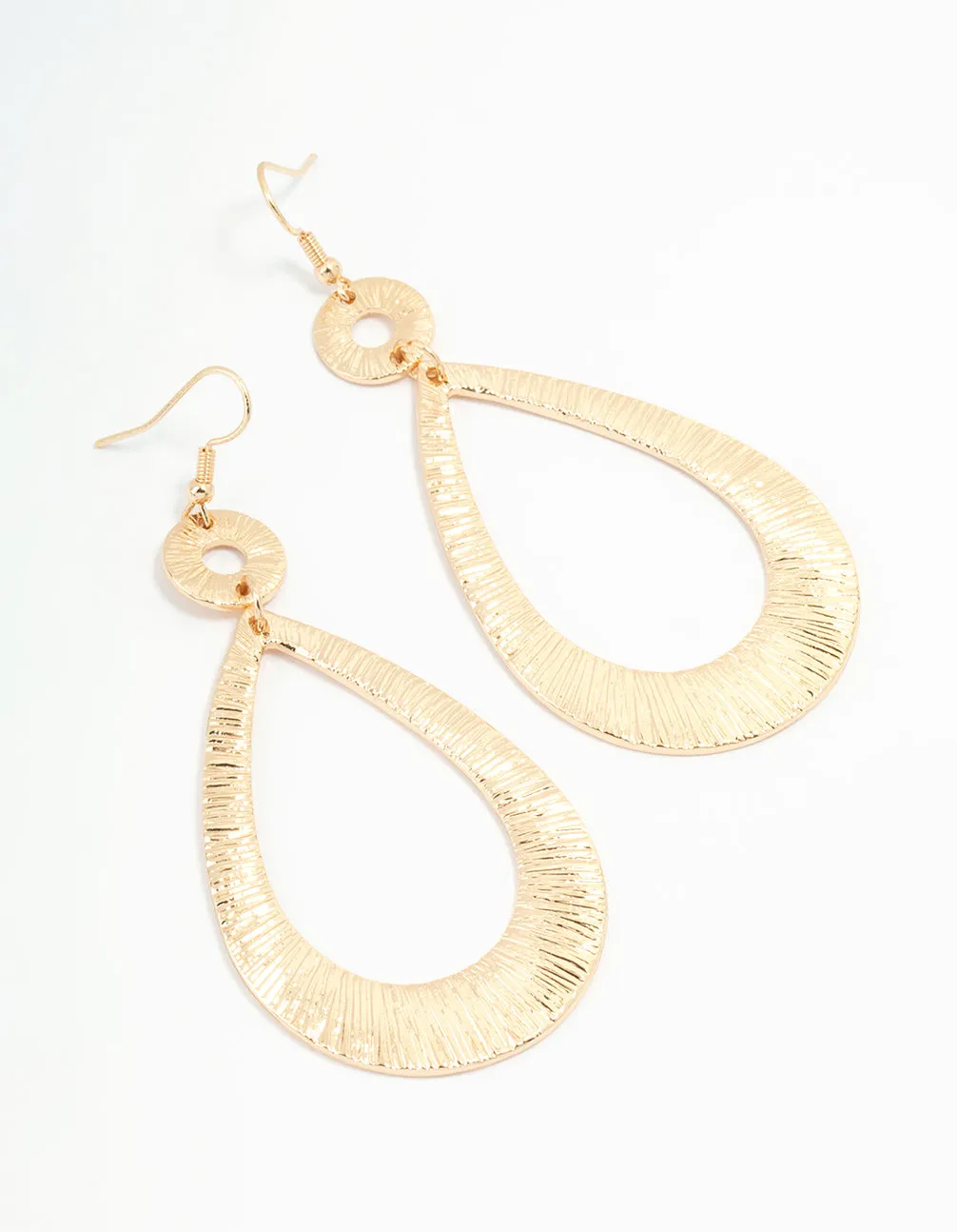 Gold Etched Oval Disc Drop Earrings sold by lovisa