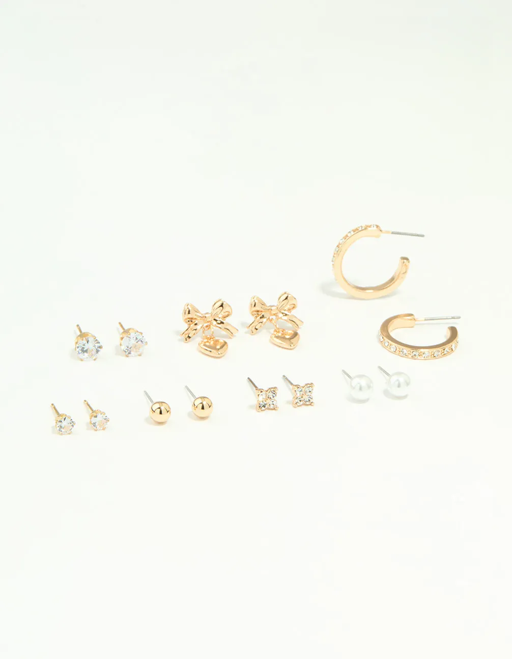 Gold Diamante Hoop & Stud Earrings 7-Pack sold by lovisa