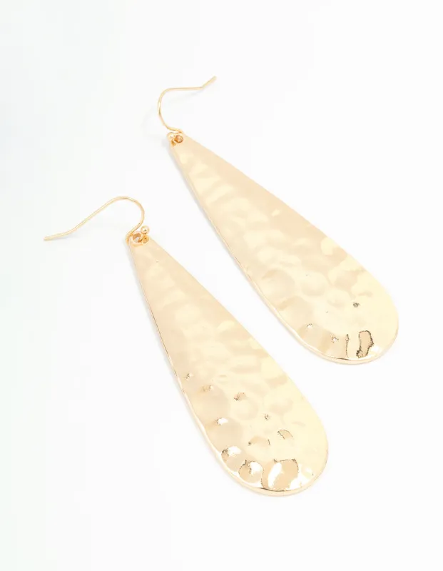 Gold Molten Teardrop Earrings sold by lovisa