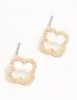 Gold Plated Cubic Zirconia Flower Outline Stud Earrings sold by lovisa