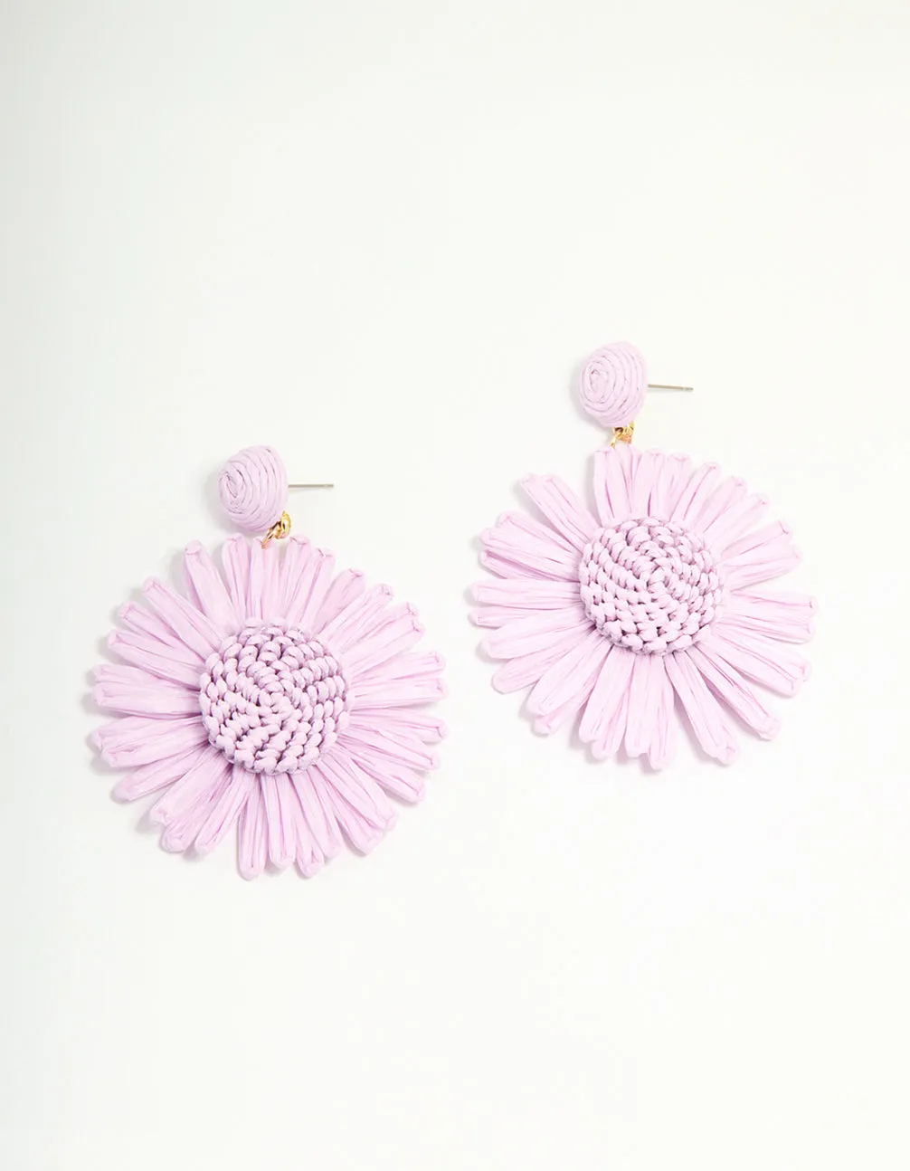 Purple Raffia Flower Drop Earrings sold by lovisa