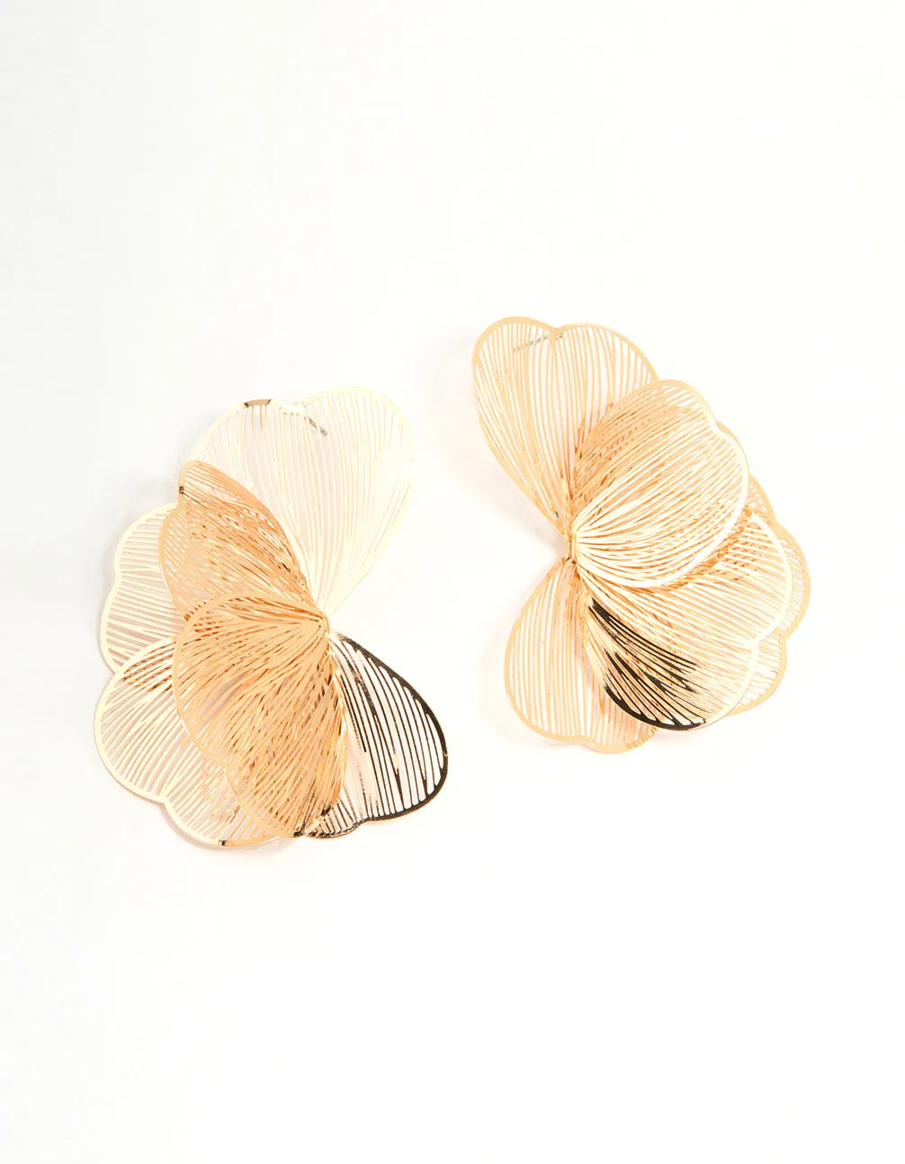 Gold Wire Petal Stud Earrings sold by lovisa