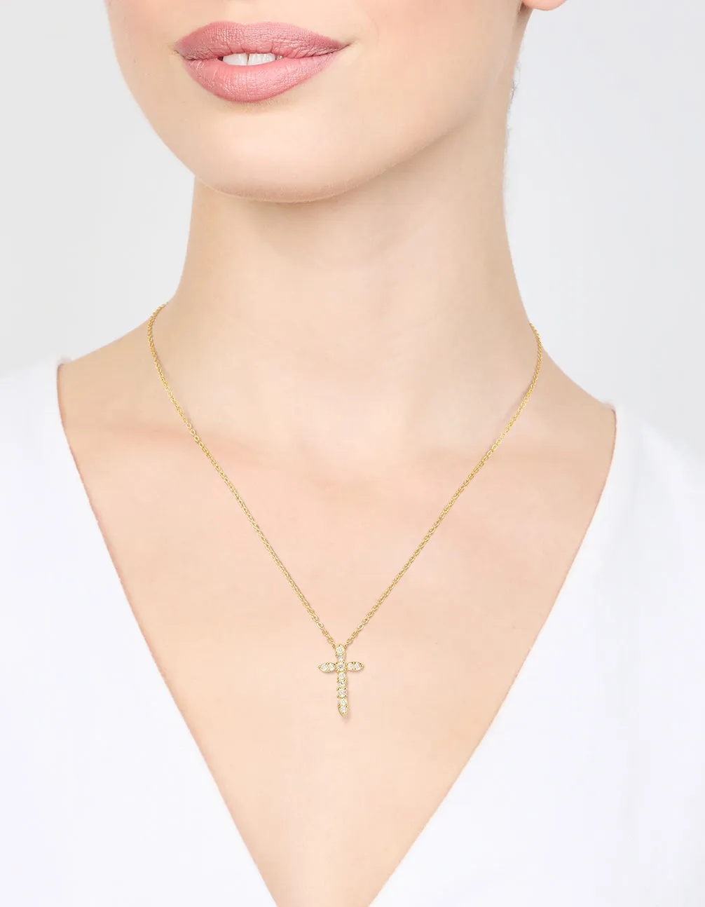 Gold Plated Cubic Zirconia Cross Pendant Necklace sold by lovisa product image thumbnail 2