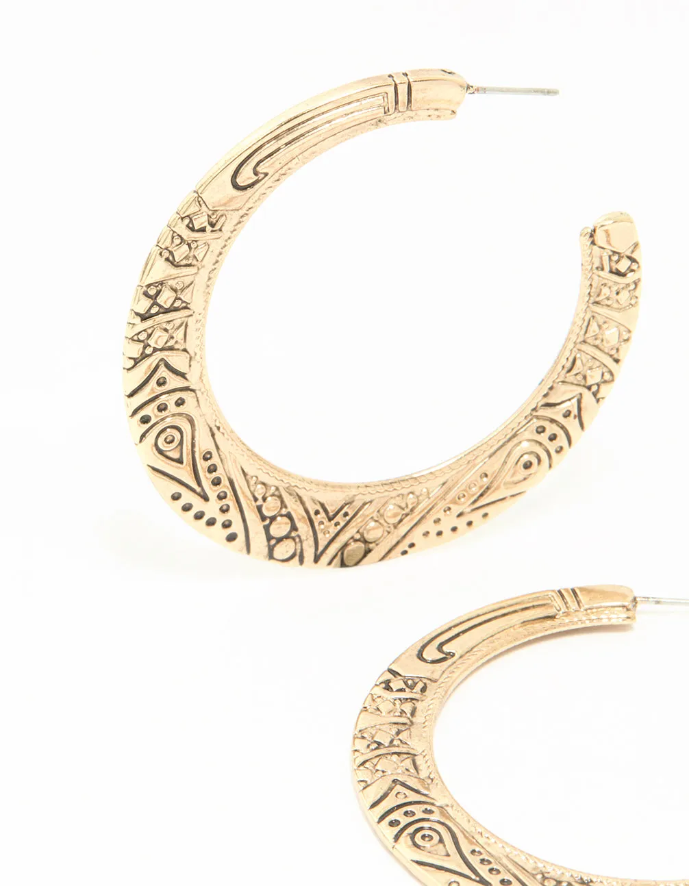 Antique Gold Patterned Hoop Earrings sold by lovisa product image thumbnail 2