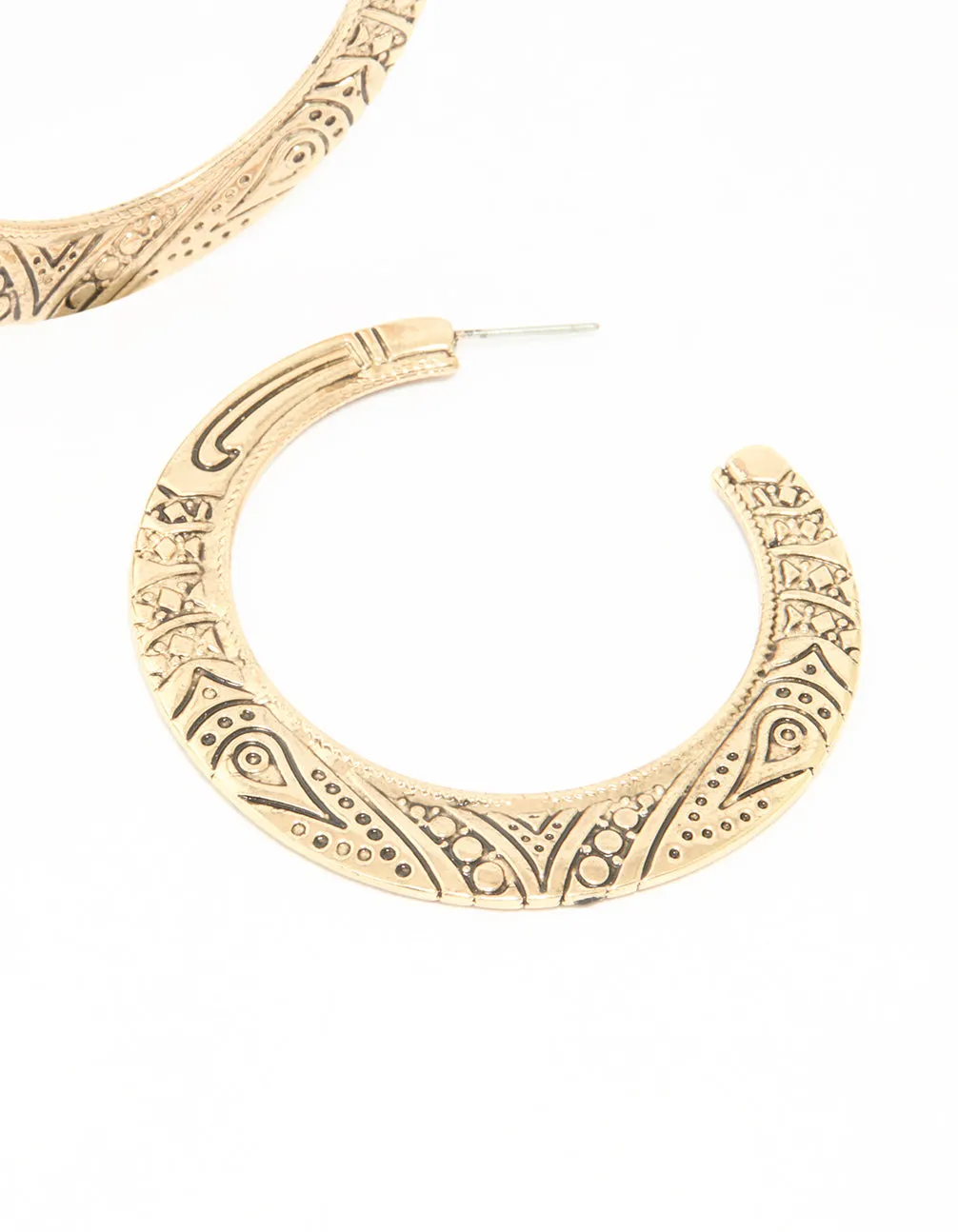 Antique Gold Patterned Hoop Earrings sold by lovisa product image thumbnail 3