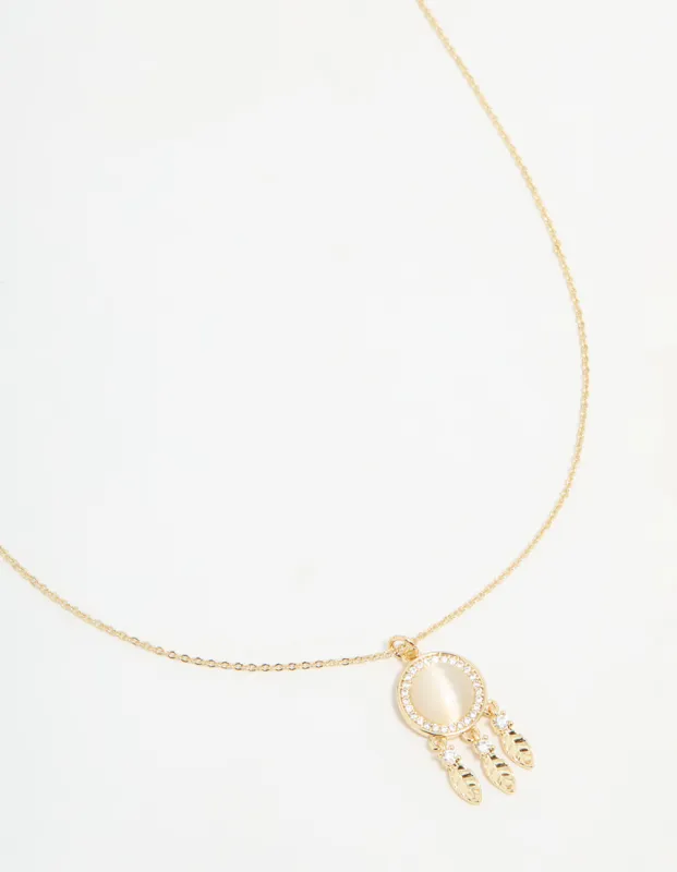 Gold Plated Dream Catcher Necklace sold by lovisa