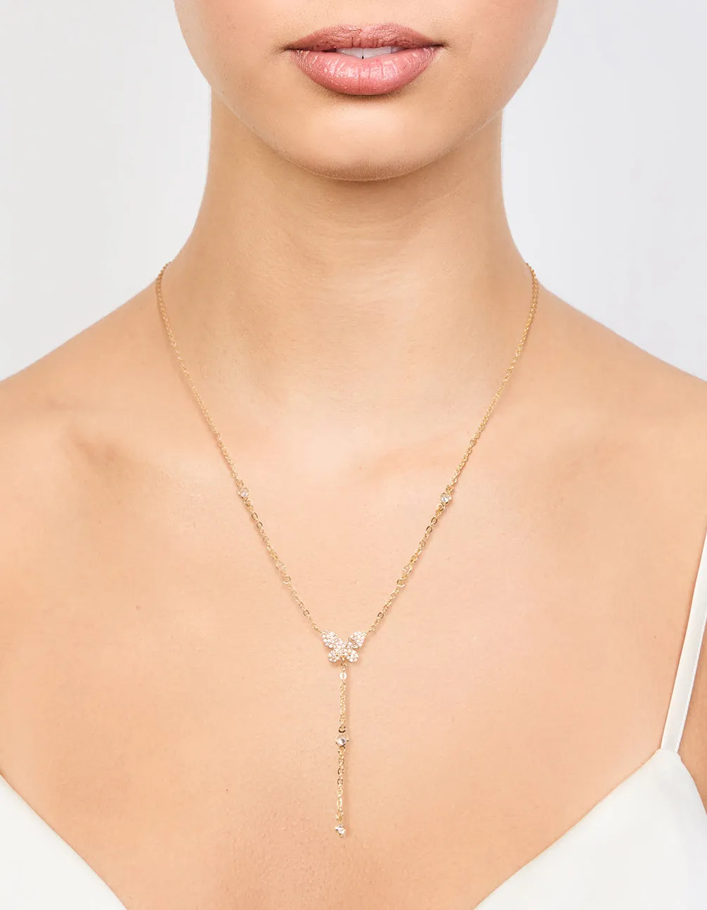 Gold Plated Cubic Zirconia Butterfly Y-Necklace sold by lovisa product image thumbnail 2