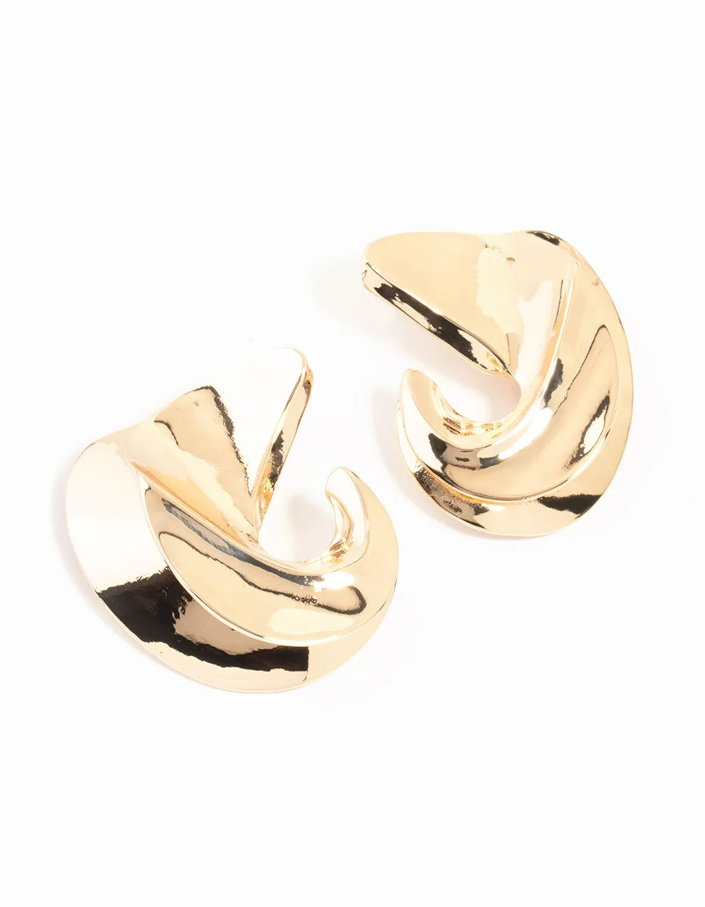 Gold Twisted Large Stud Earrings sold by lovisa