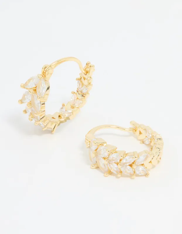 Gold Plated Cubic Zirconia Vine Hoop Earrings sold by lovisa