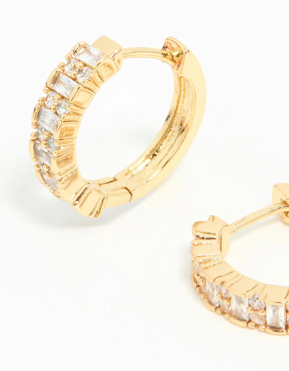 Gold Plated Diamante Baguette Pave Hoop Earrings sold by lovisa product image thumbnail 4