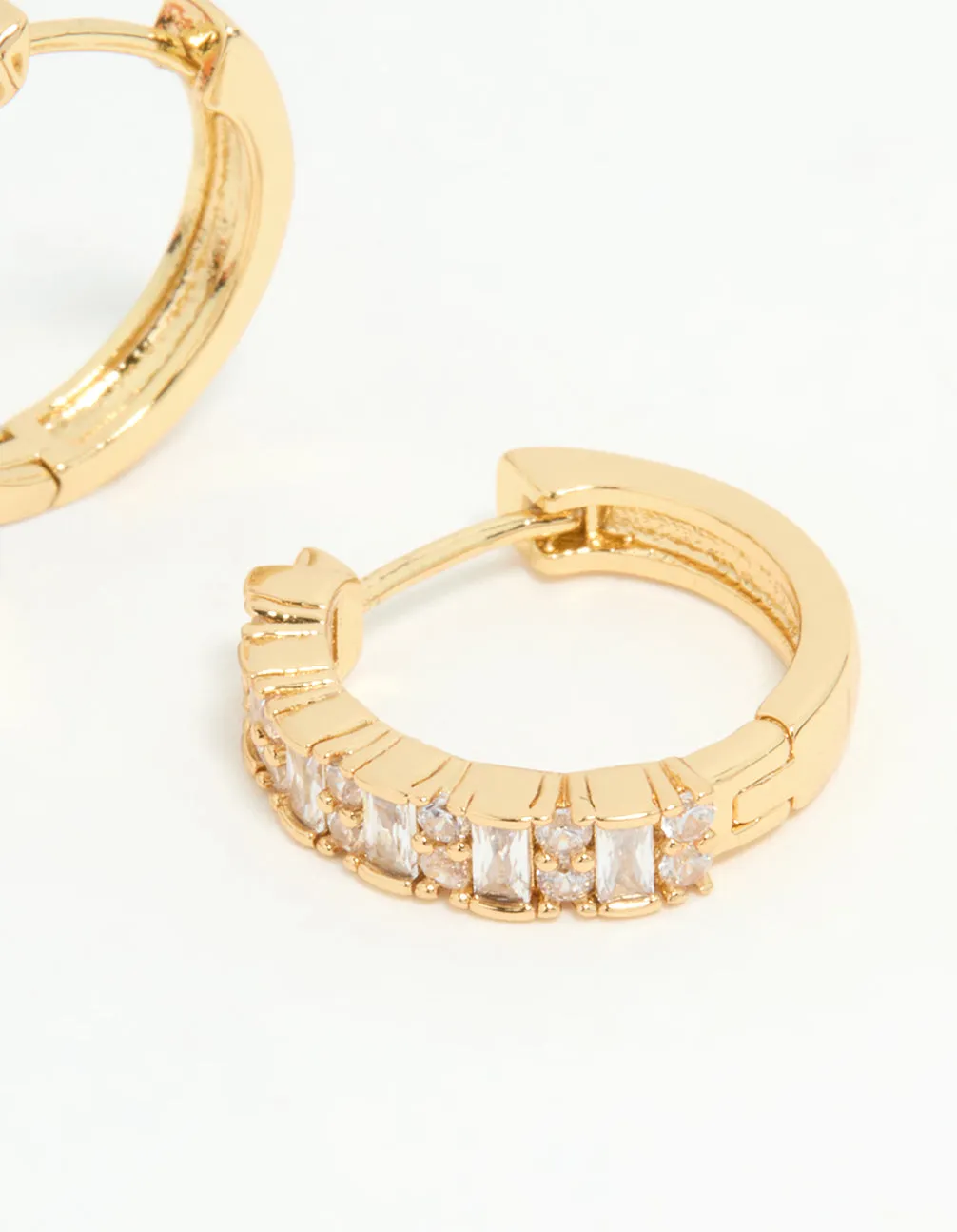 Gold Plated Diamante Baguette Pave Hoop Earrings sold by lovisa product image thumbnail 5