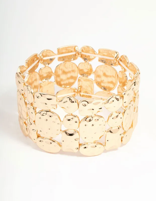 Gold Molten Layered Stretch Bracelet sold by lovisa