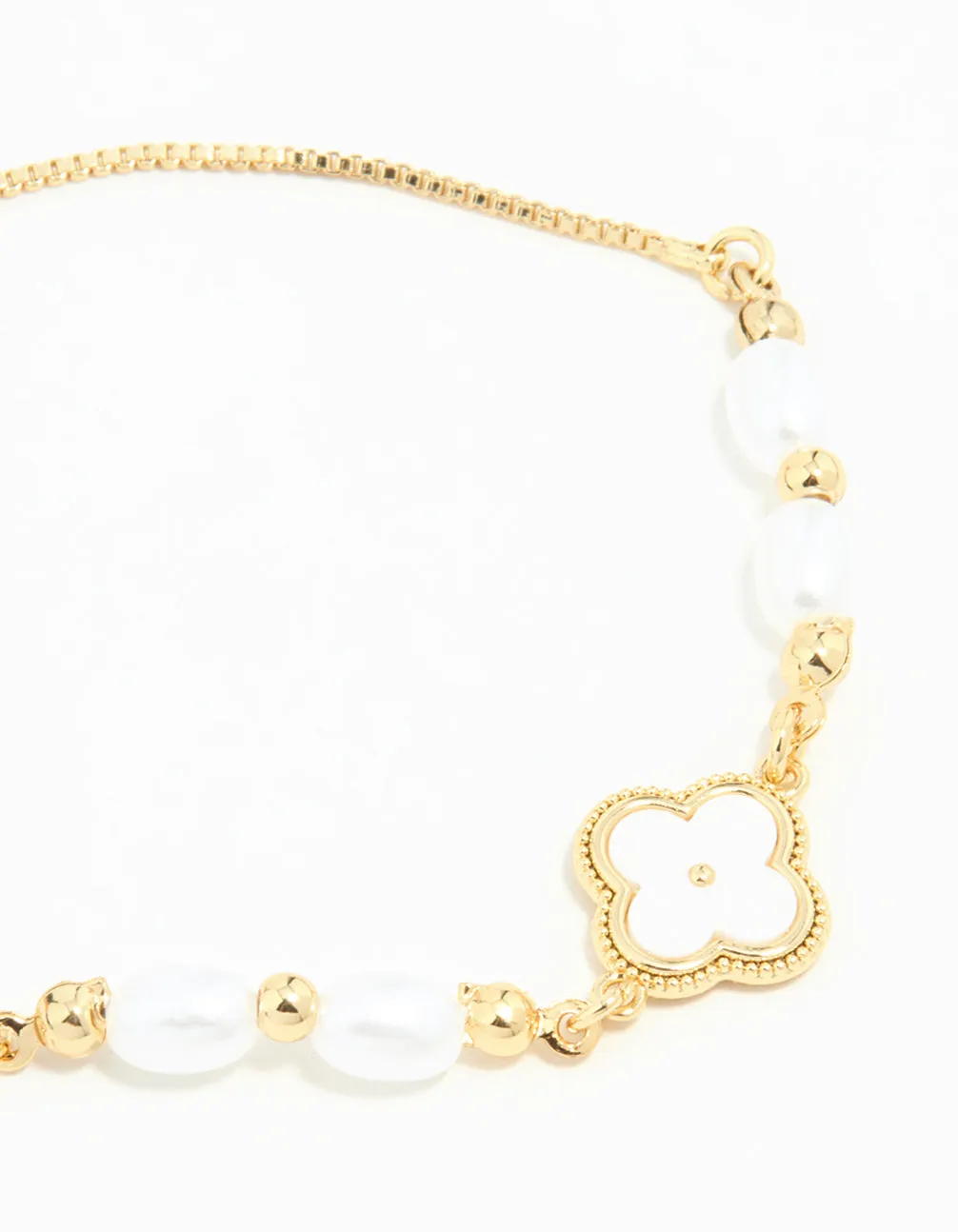 Gold Plated Pearl Flower Toggle Bracelet sold by lovisa product image thumbnail 2