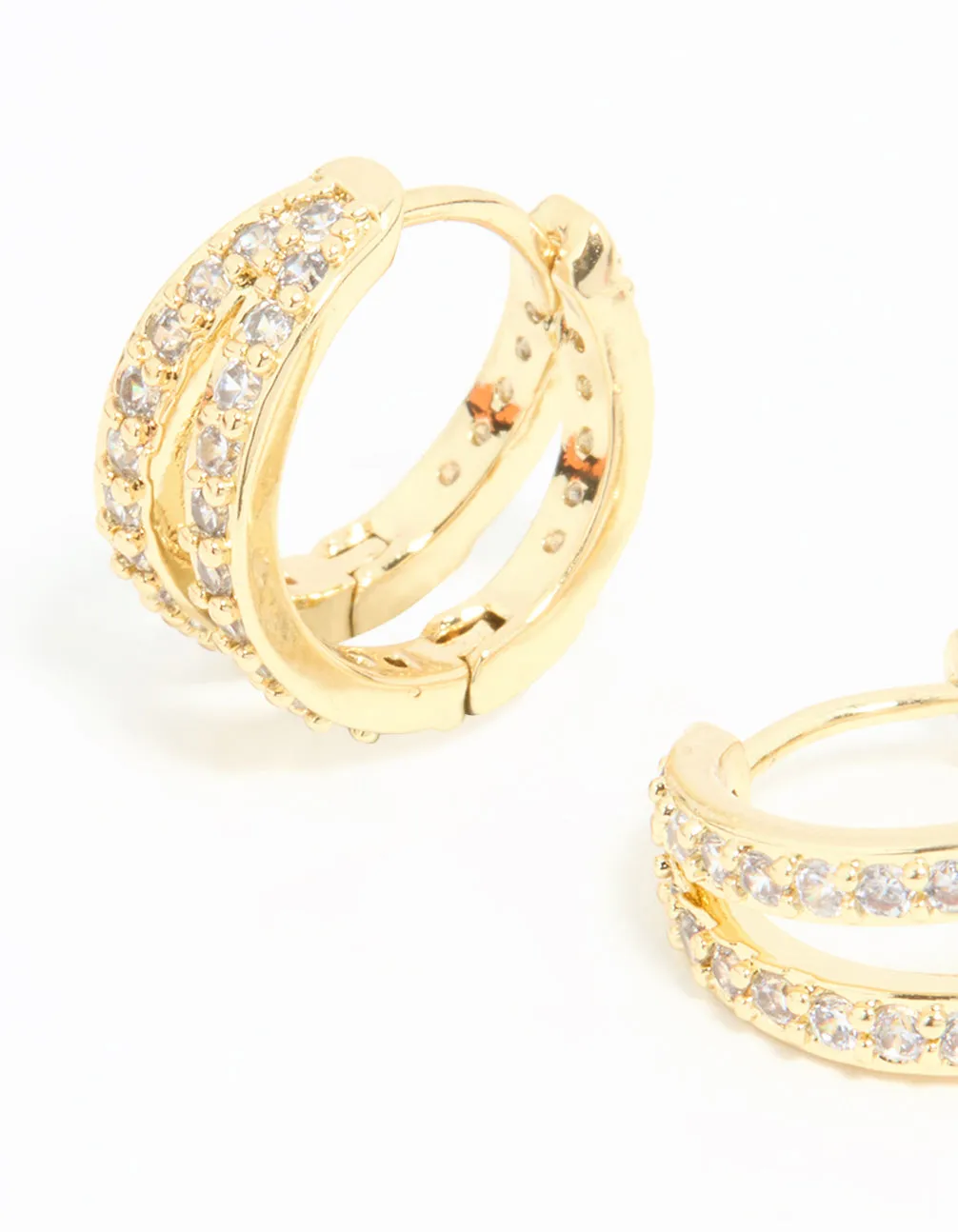 Gold Plated Diamante Double Mini Hoop Earrings sold by lovisa product image thumbnail 4