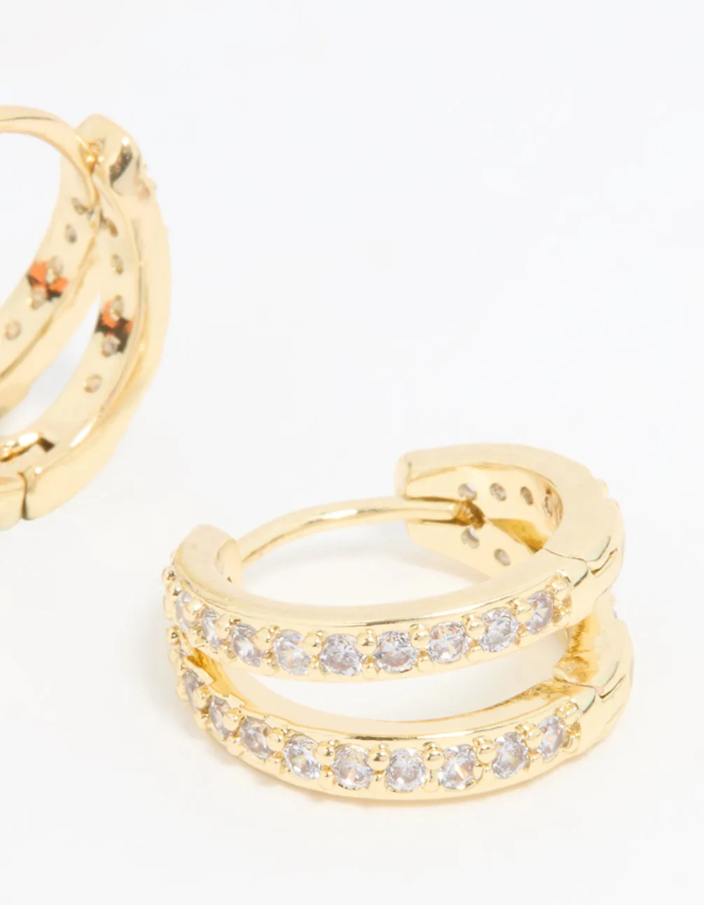 Gold Plated Diamante Double Mini Hoop Earrings sold by lovisa product image thumbnail 5