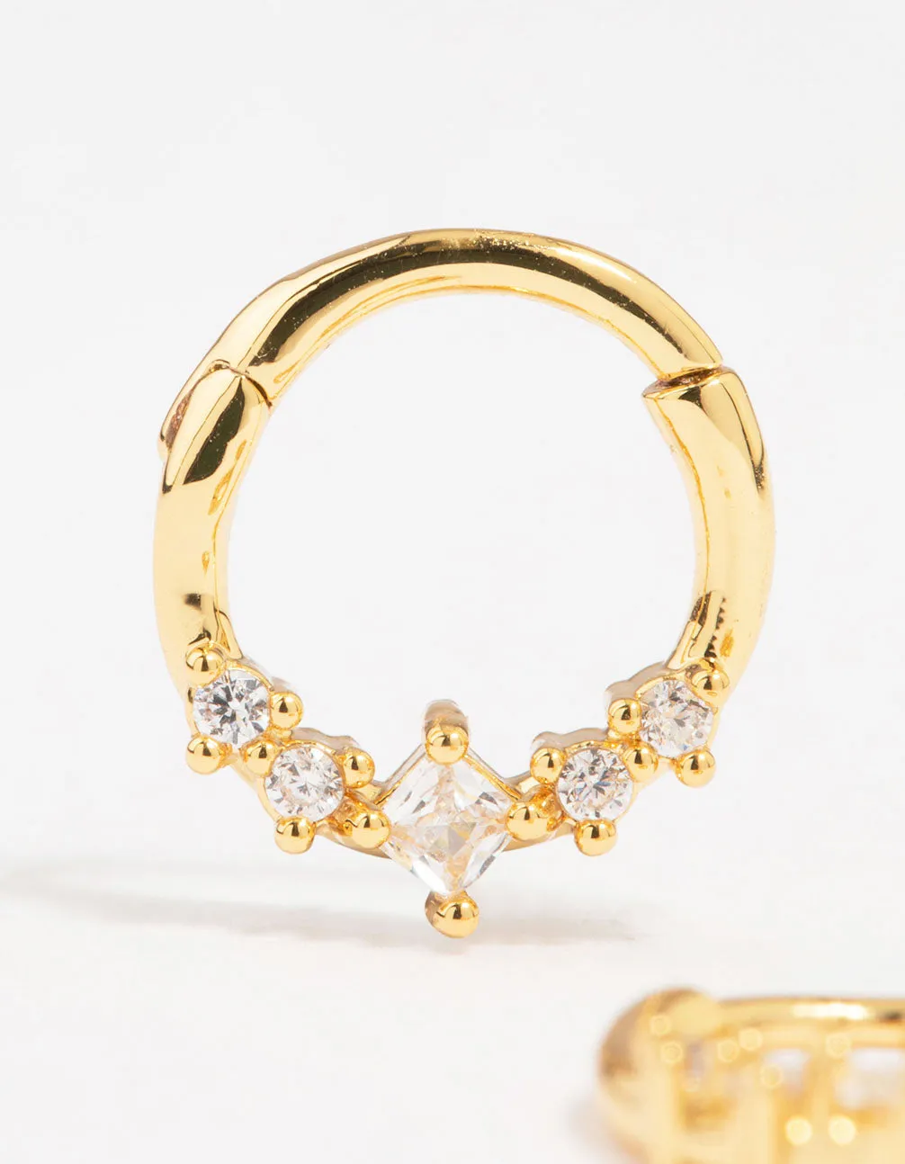 Gold Plated Diamante Clicker Hoop Earrings sold by lovisa product image thumbnail 2