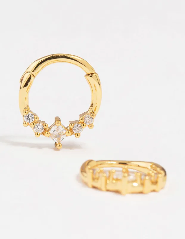 Gold Plated Diamante Clicker Hoop Earrings sold by lovisa