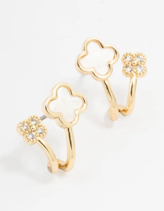 Gold Plated Cubic Zirconia Mini Flower Jacket Earrings sold by lovisa
