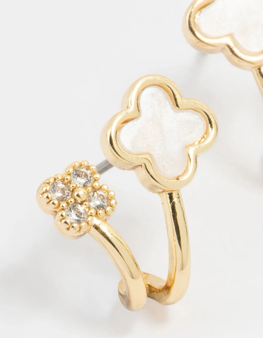 Gold Plated Cubic Zirconia Mini Flower Jacket Earrings sold by lovisa product image thumbnail 4