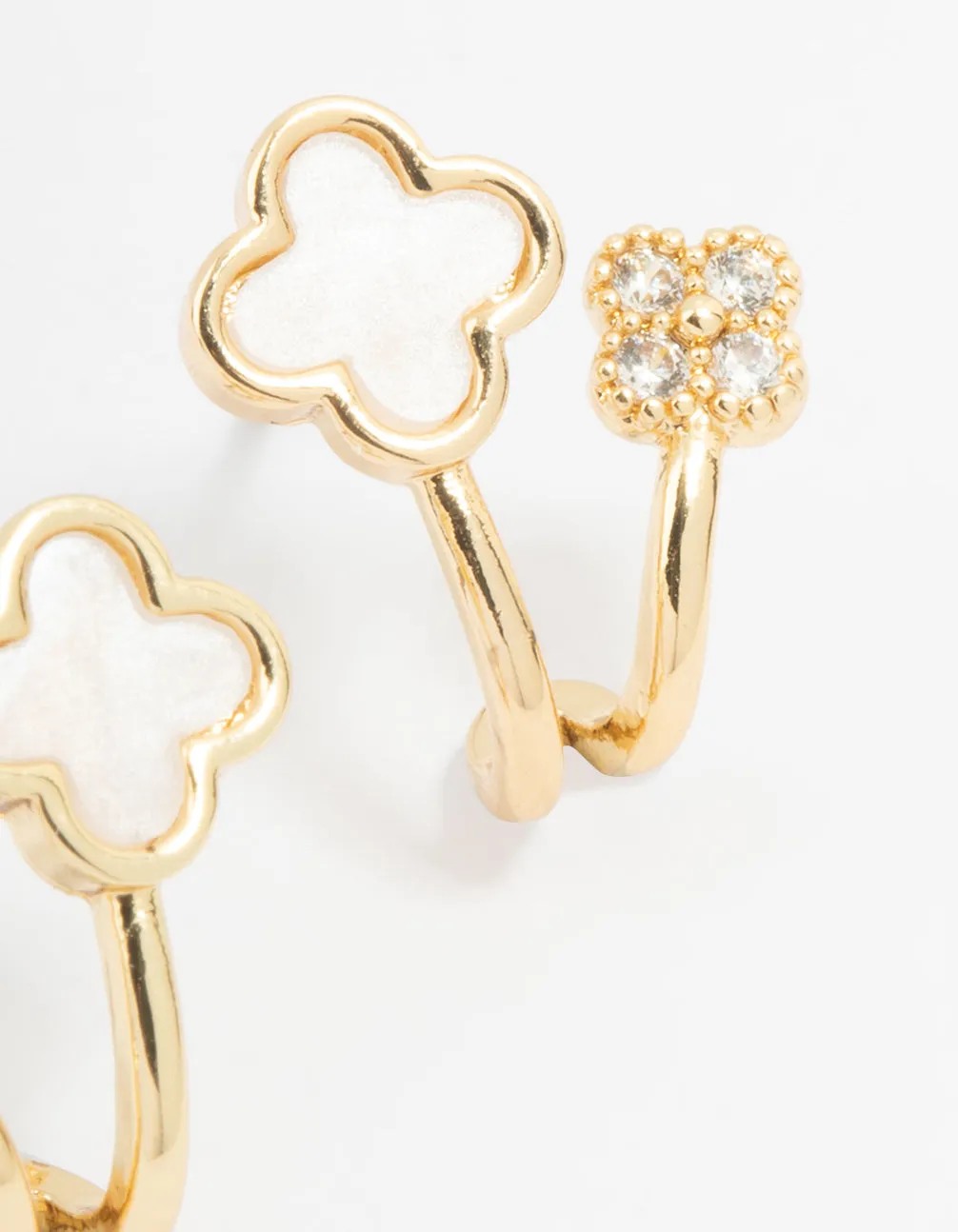 Gold Plated Cubic Zirconia Mini Flower Jacket Earrings sold by lovisa product image thumbnail 5