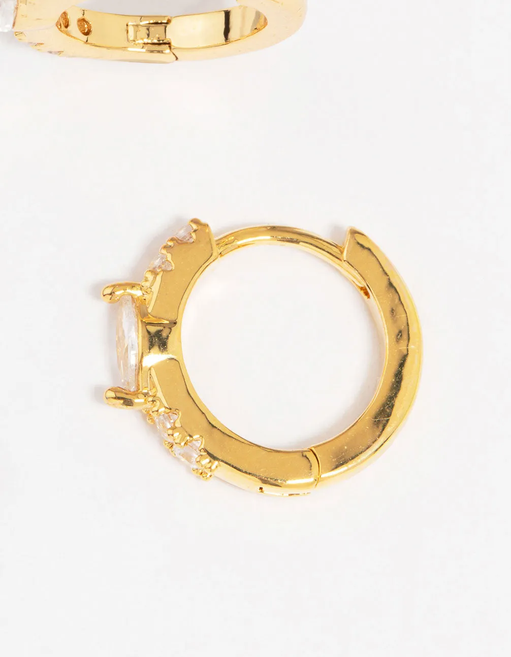 Gold Plated Diamante Marquise Pave Huggie Earrings sold by lovisa product image thumbnail 3