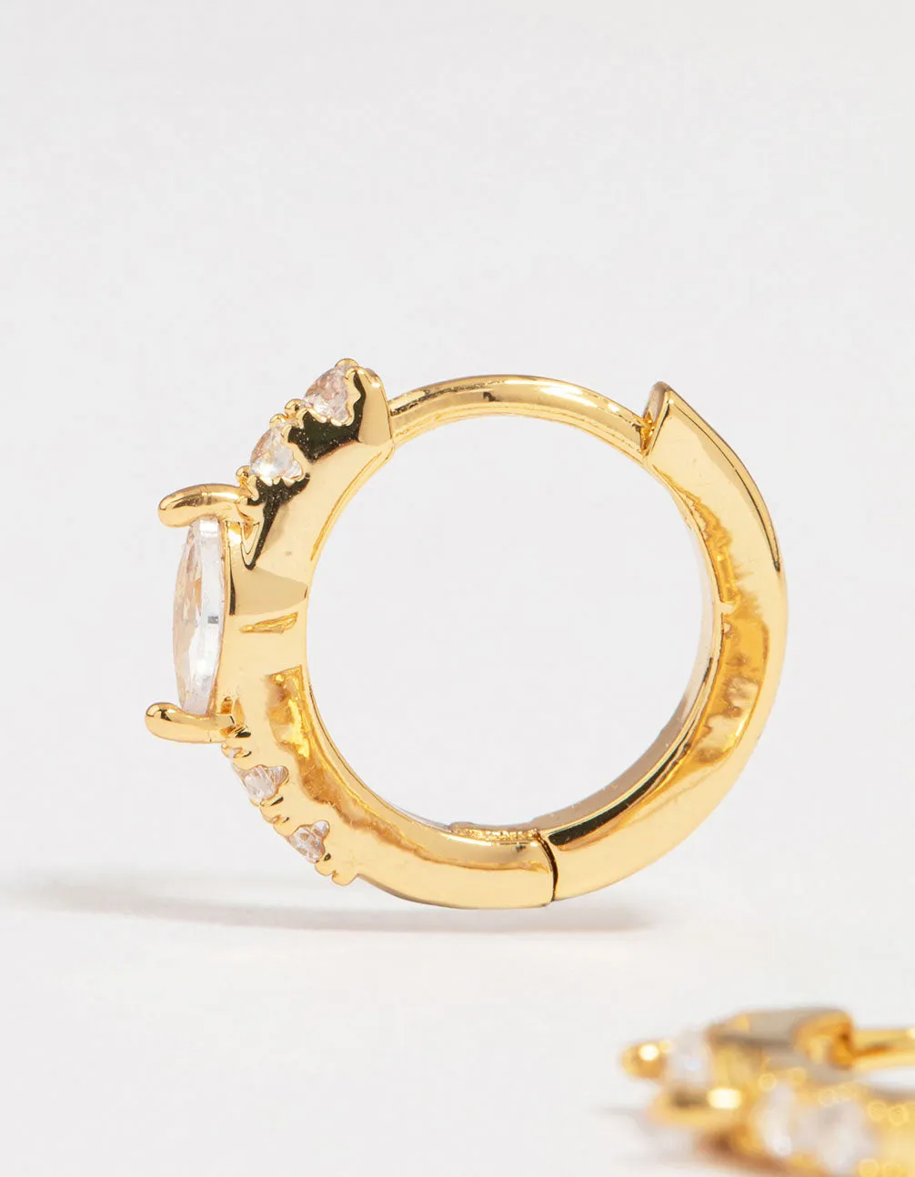 Gold Plated Diamante Marquise Pave Huggie Earrings sold by lovisa product image thumbnail 2