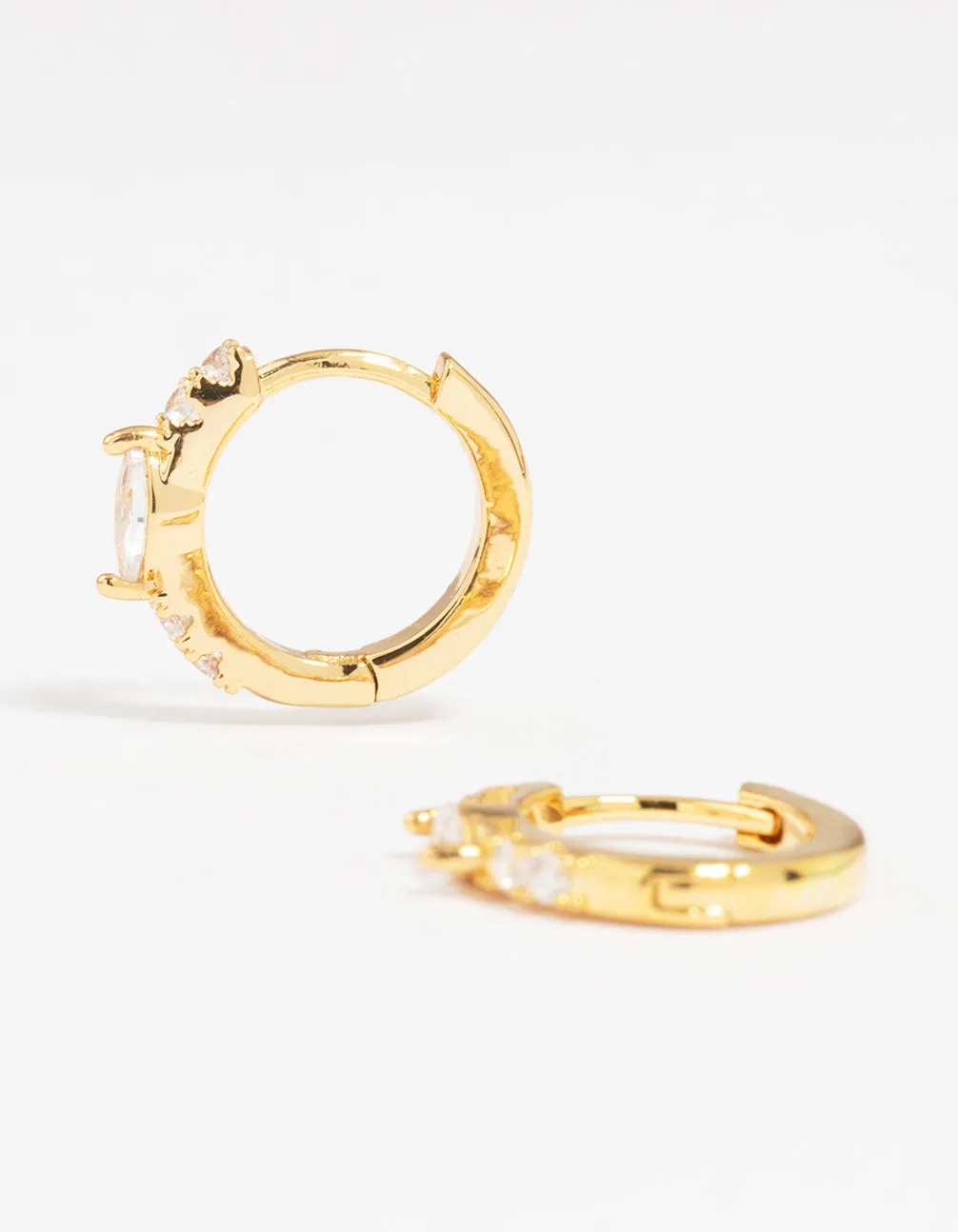 Gold Plated Diamante Marquise Pave Huggie Earrings sold by lovisa
