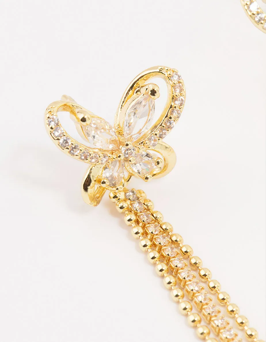 Gold Plated Cubic Zirconia Butterfly Drop Earrings sold by lovisa product image thumbnail 4
